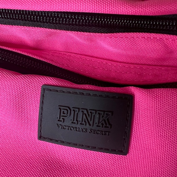 PINK Victorias Secret Pink Black Fanny Pack Belt Bag Athleisure Barbiecore - Picture 2 of 6